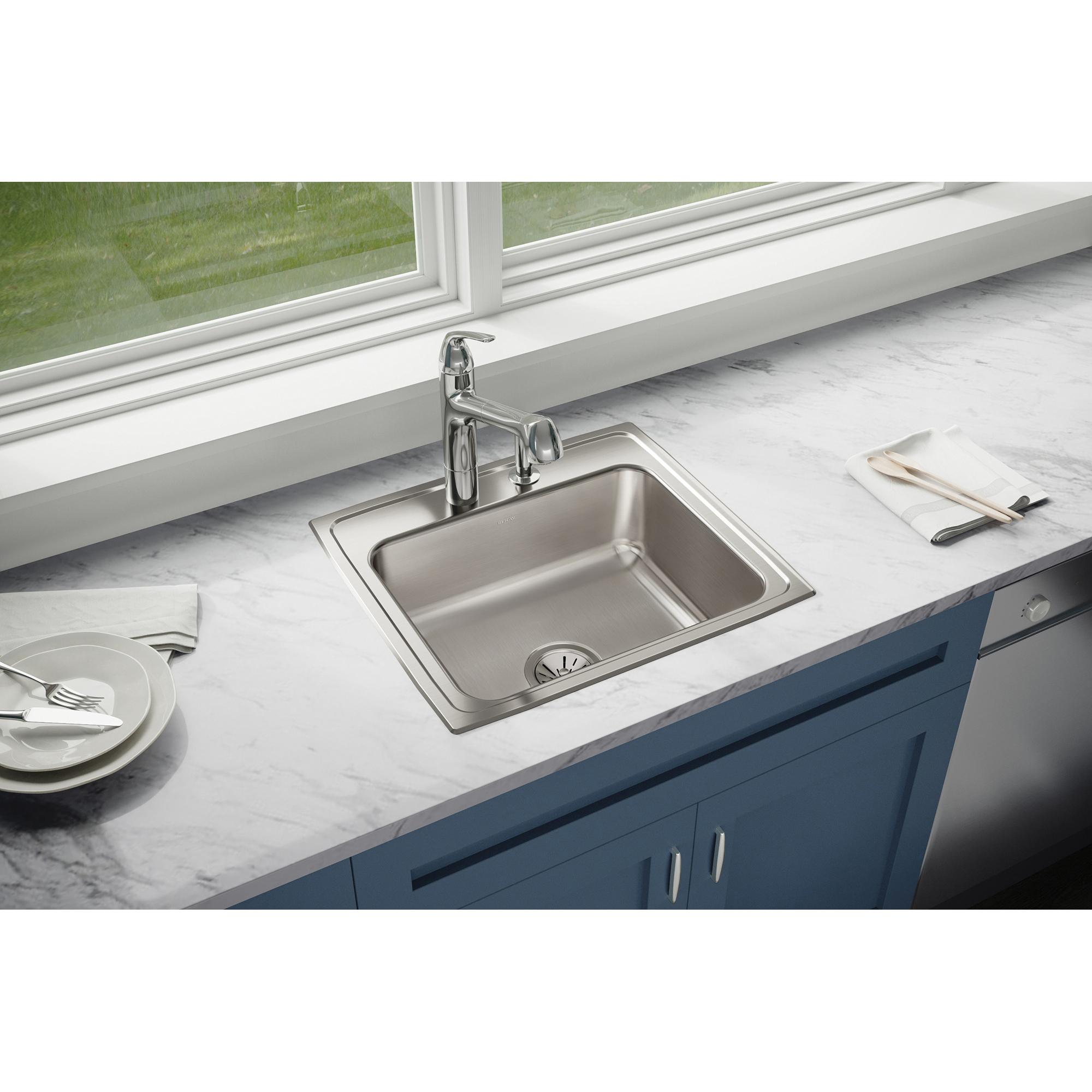 Elkay® Lustertone™ Classic LR22194 Sink, Rectangular, 4 -Hole, Stainless Steel, Lustrous Satin, Domestic thumbnail 2