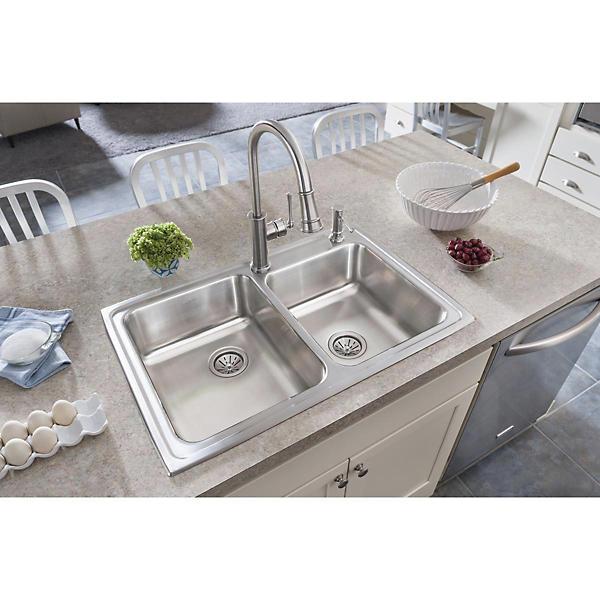 Elkay® Lustertone® Classic LR2501 Kitchen Sink, 1-Hole, Stainless Steel, Lustrous Satin, Domestic