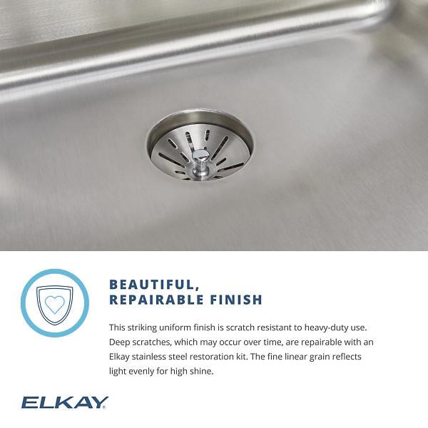 Elkay® Lustertone® Classic LR2501 Kitchen Sink, 1-Hole, Stainless Steel, Lustrous Satin, Domestic thumbnail 3