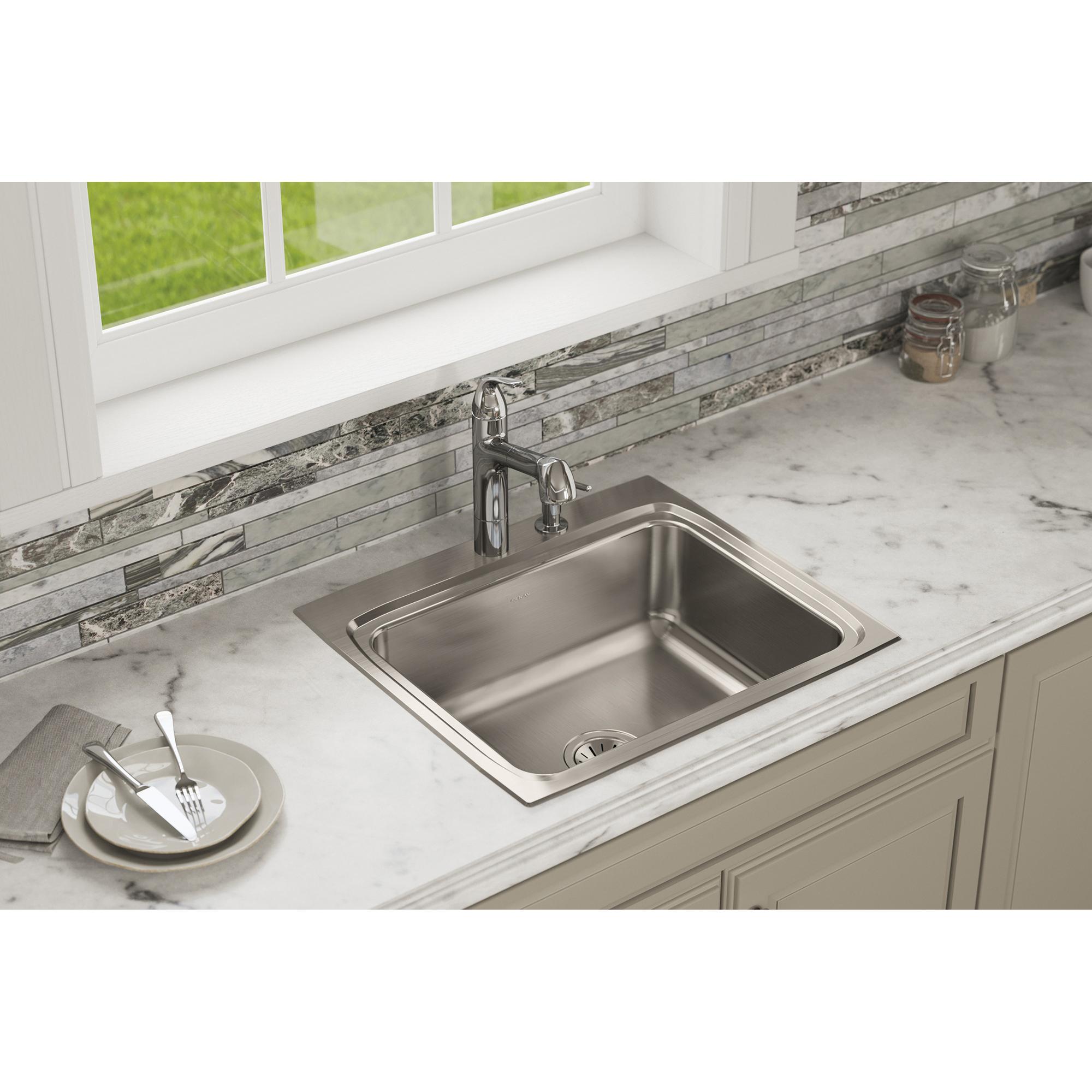 Elkay® Lustertone™ Classic LR25223 Sink, Rectangular, 3 -Hole, Stainless Steel, Lustrous Satin, Domestic thumbnail 3