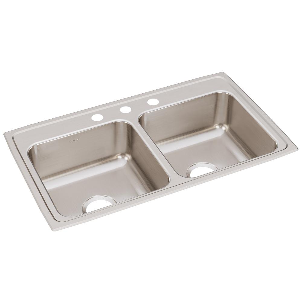 Elkay&reg; Lustertone&trade; Classic LR33193 Sink, Rectangular, 3 -Hole, Stainless Steel, Lustrous Satin, Domestic