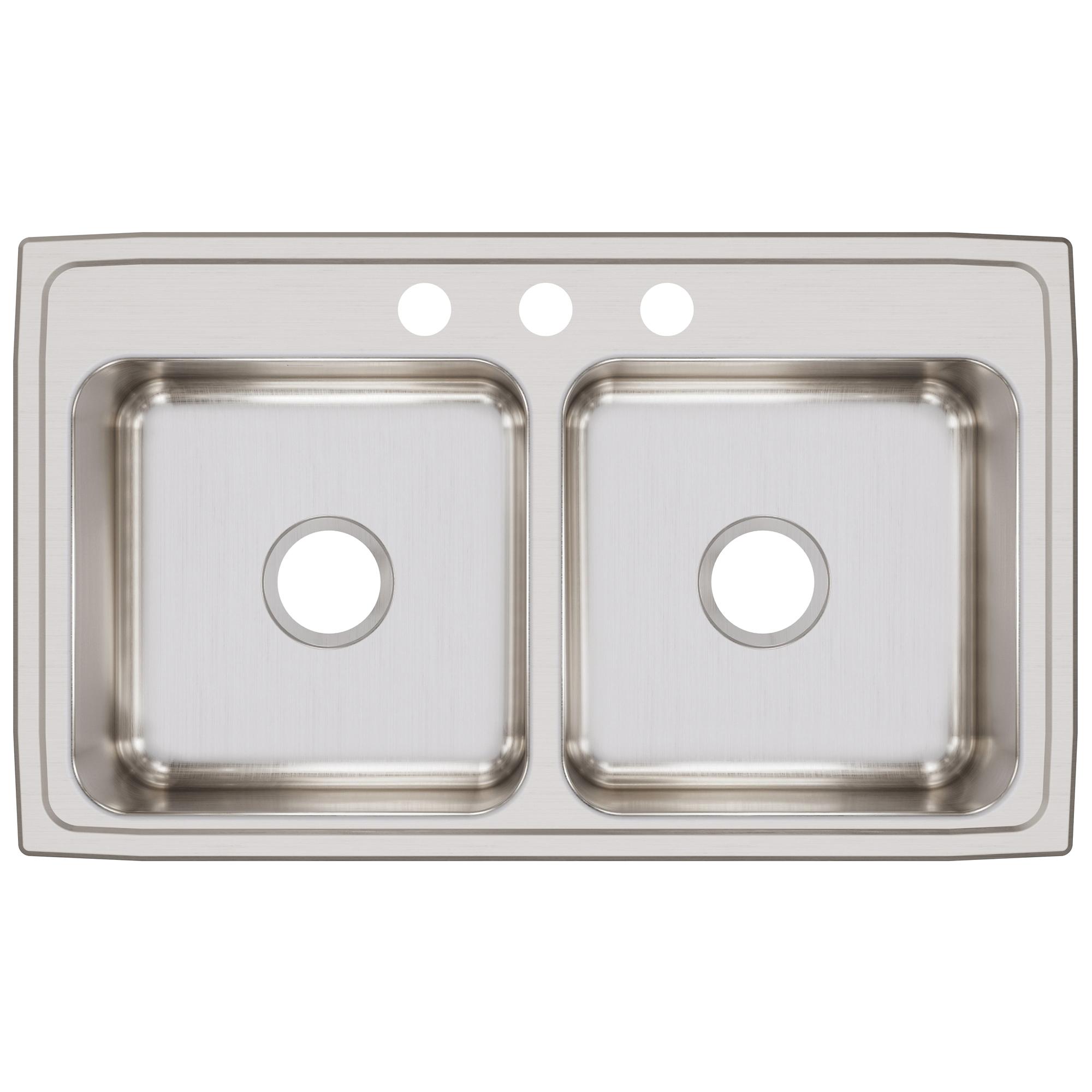 Elkay® Lustertone™ Classic LR33193 Sink, Rectangular, 3 -Hole, Stainless Steel, Lustrous Satin, Domestic thumbnail 3