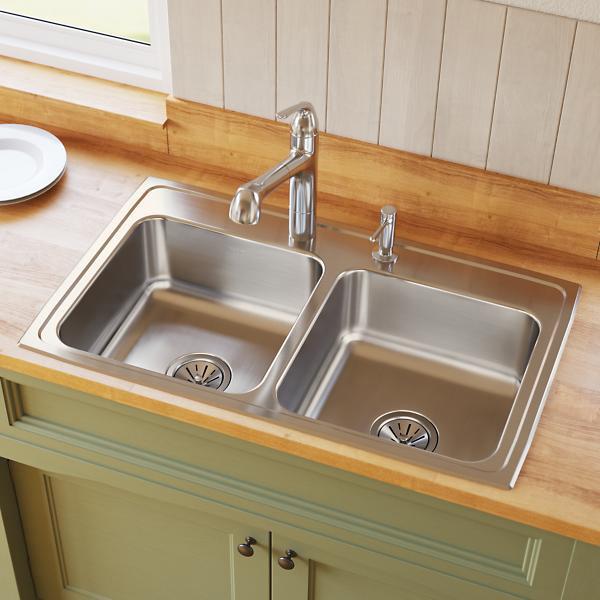 Elkay® Lustertone® LR33194 Kitchen Sink, 4-Hole, 304 Stainless Steel, Lustrous Satin, Domestic thumbnail 2