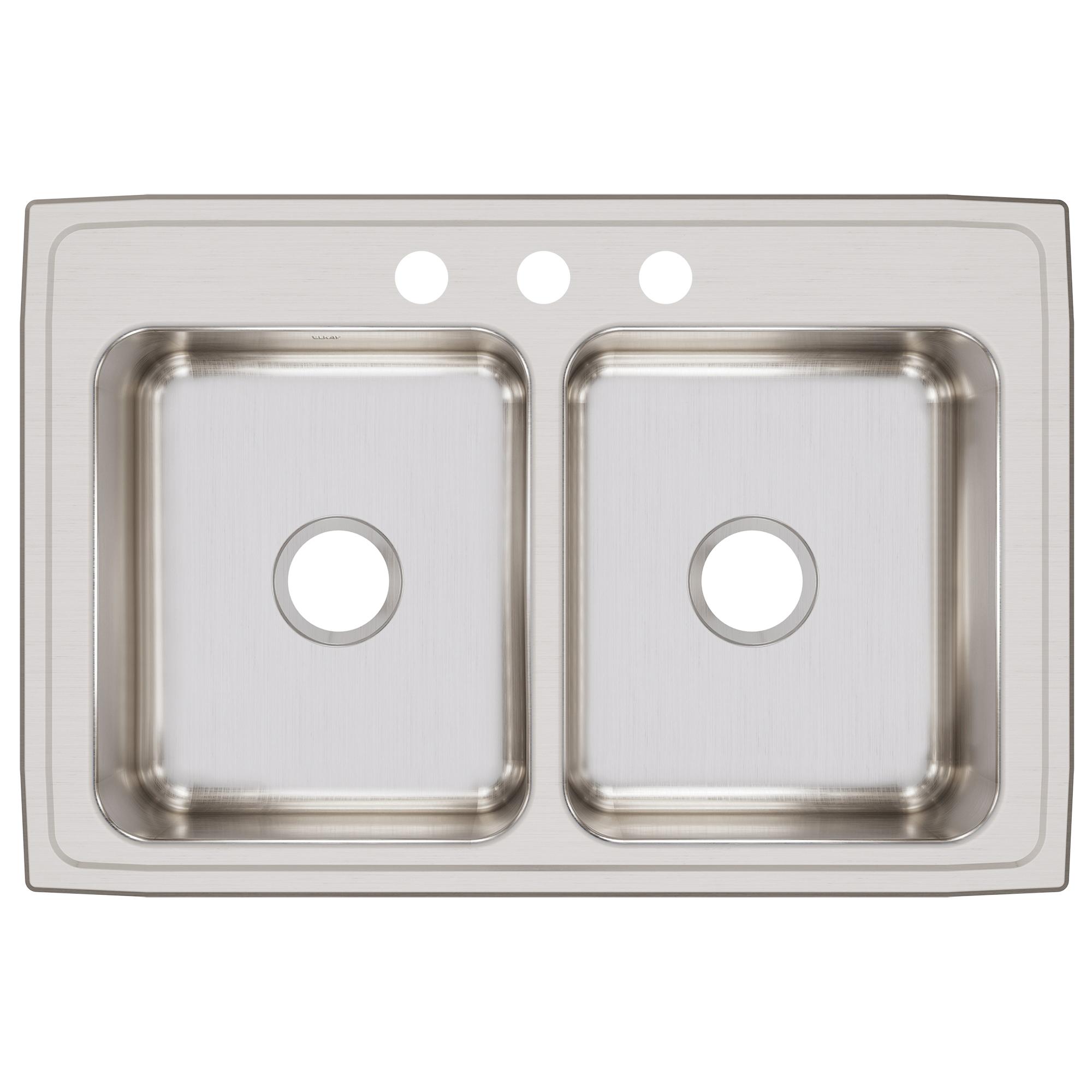 Elkay® Lustertone™ Classic LR3322-3 Sink, Rectangular, 3 -Hole, Stainless Steel, Lustrous Satin, Domestic thumbnail 3