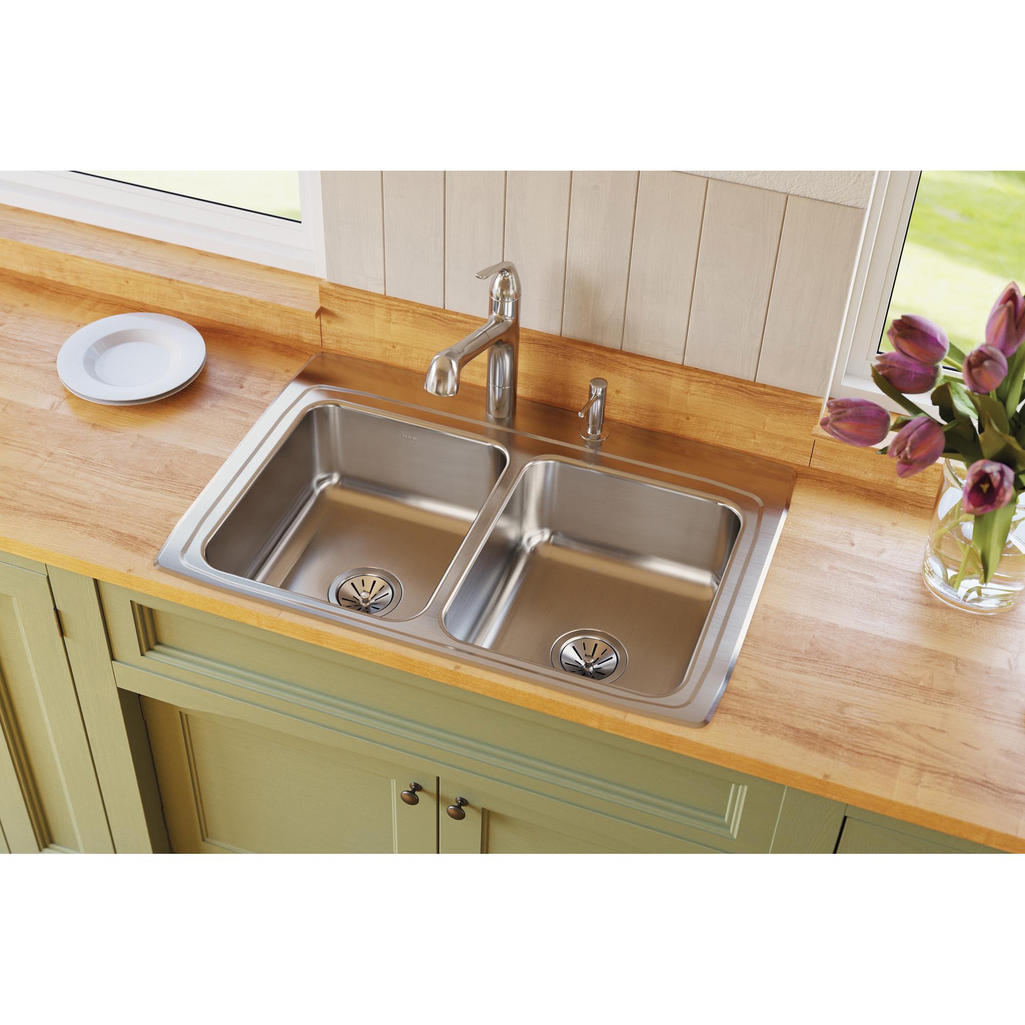Elkay® Lustertone™ Classic LR3322-3 Sink, Rectangular, 3 -Hole, Stainless Steel, Lustrous Satin, Domestic thumbnail 4