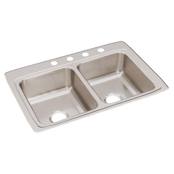 Elkay&reg; Lustertone&trade; Classic LR3322-4 Sink, Rectangular, 4 -Hole, Stainless Steel, Lustrous Satin, Domestic