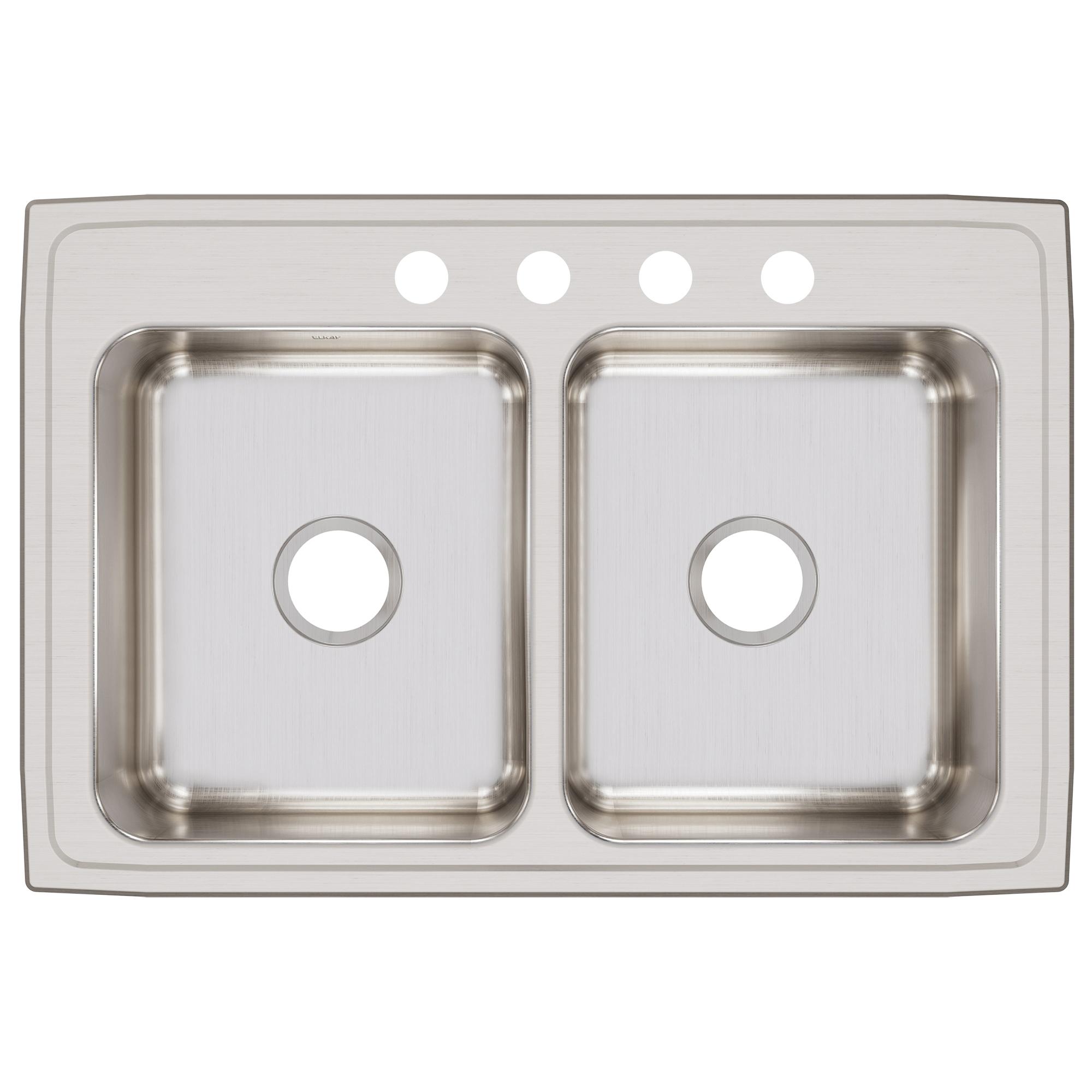 Elkay® Lustertone™ Classic LR3322-4 Sink, Rectangular, 4 -Hole, Stainless Steel, Lustrous Satin, Domestic