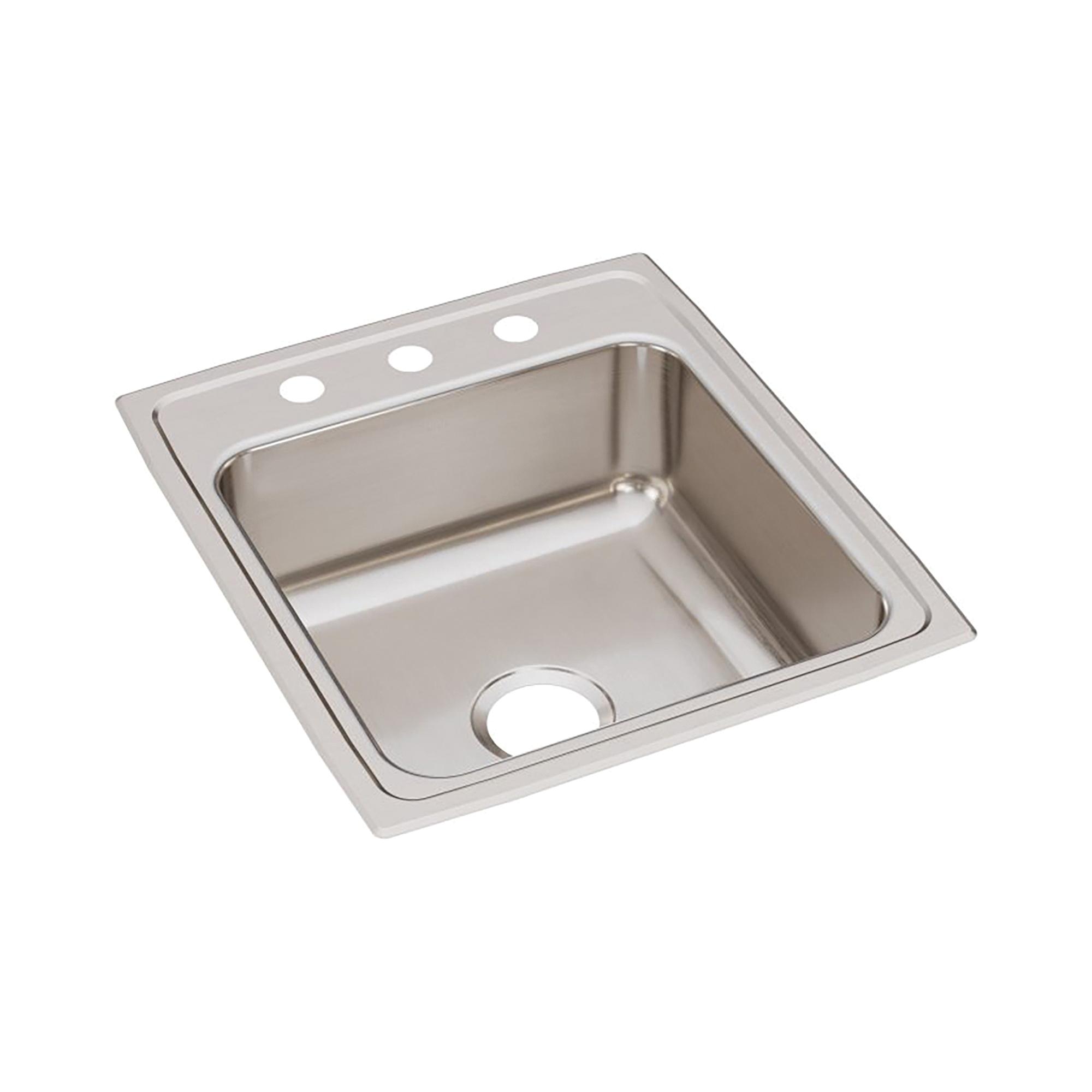 Elkay® Lustertone™ Classic LRAD2022603 Sink, Square, 3 -Hole, Stainless Steel, Lustrous Satin, Domestic thumbnail 4