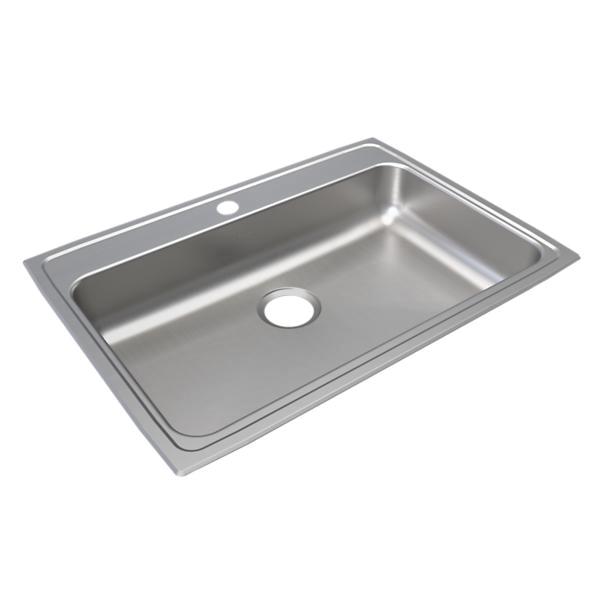 Elkay® Lustertone® LRAD3122651 Kitchen Sink, 1-Hole, 304 Stainless Steel, Lustrous Satin, Domestic