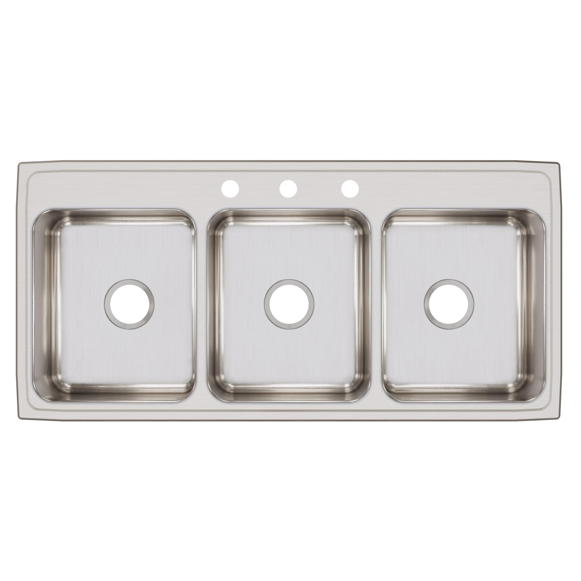 Elkay® Lustertone™ Classic LTR46223 Sink, Rectangular, 3 -Hole, Stainless Steel, Lustrous Satin, Domestic thumbnail 3