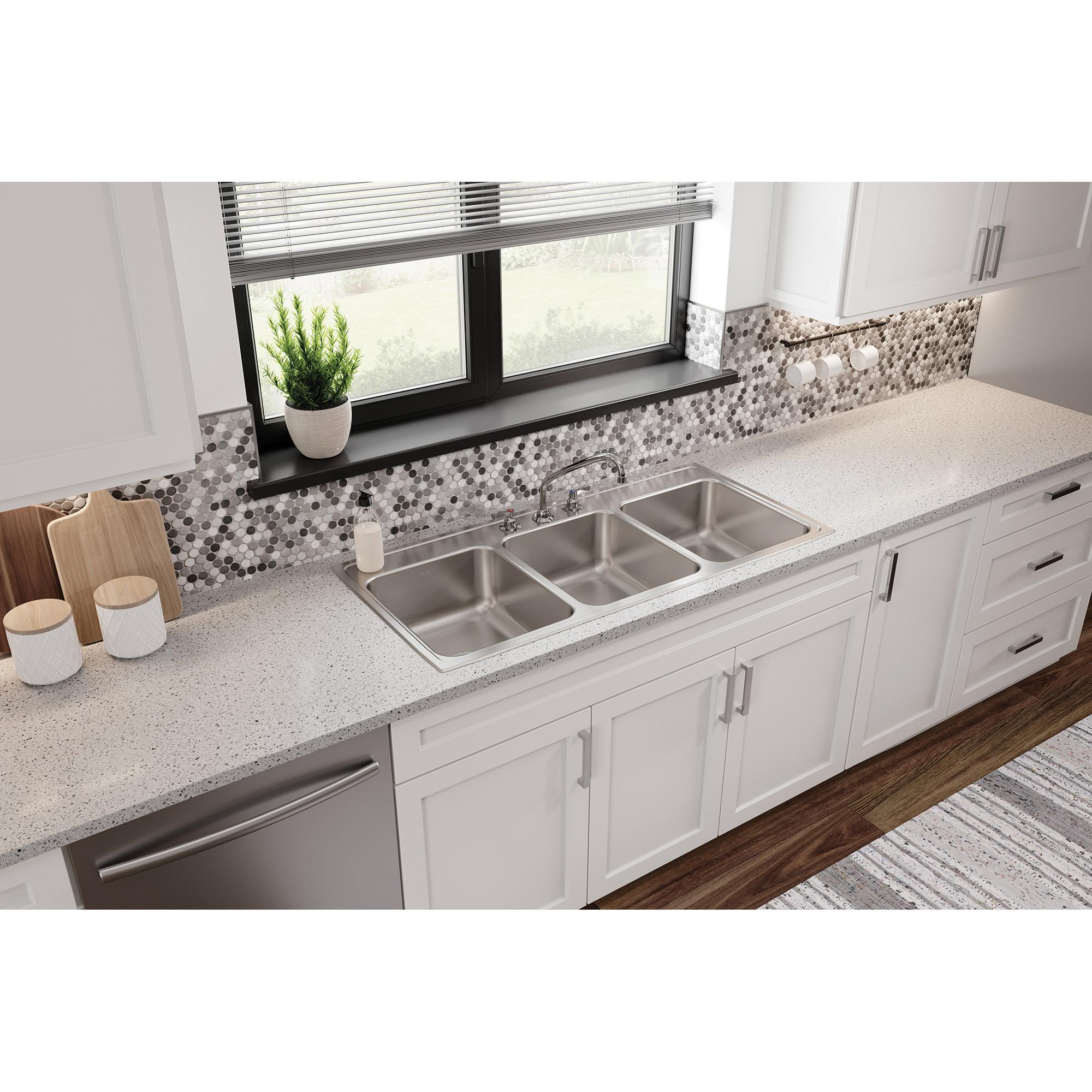 Elkay® Lustertone™ Classic LTR46223 Sink, Rectangular, 3 -Hole, Stainless Steel, Lustrous Satin, Domestic