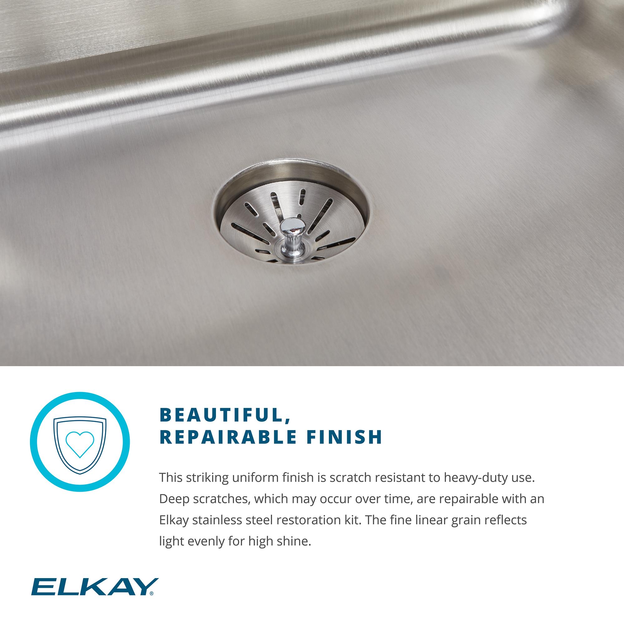 Elkay® Lustertone™ Classic LTR46223 Sink, Rectangular, 3 -Hole, Stainless Steel, Lustrous Satin, Domestic thumbnail 2