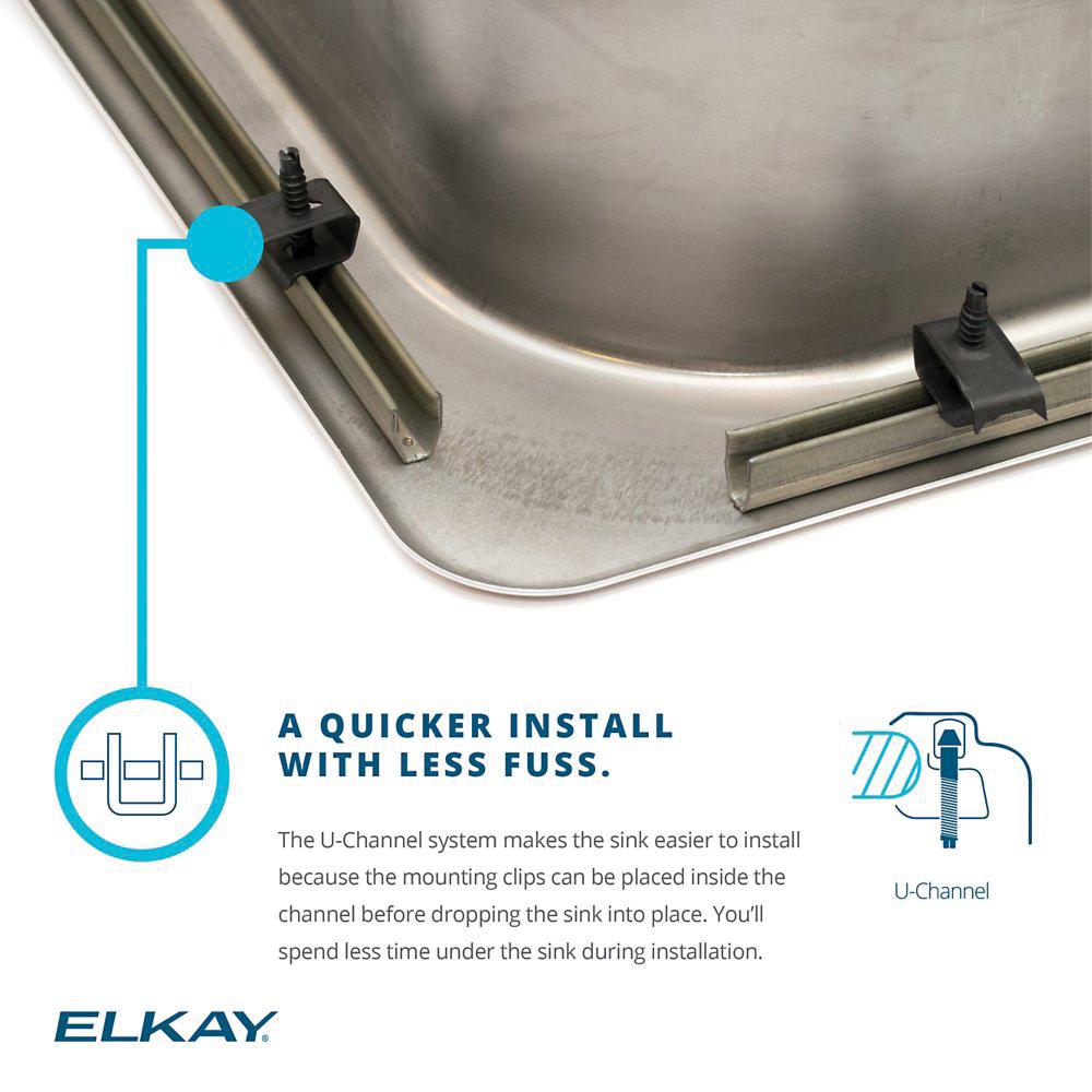 Elkay® Celebrity® PSR33223 Kitchen Sink, Rectangular, 3 -Hole, Stainless Steel, Brushed Satin, Domestic