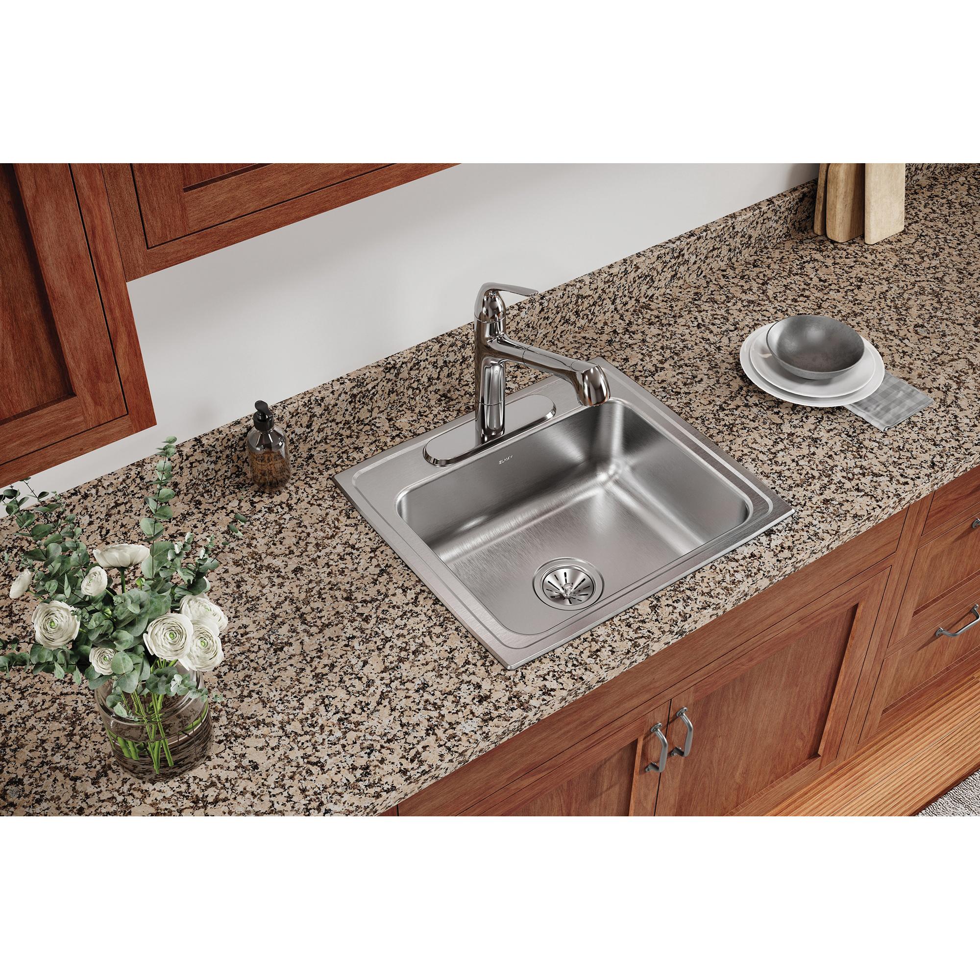 Elkay® Celebrity PSR22193 Sink, Rectangular, 3 -Hole, Stainless Steel, Brushed Satin, Domestic thumbnail 2
