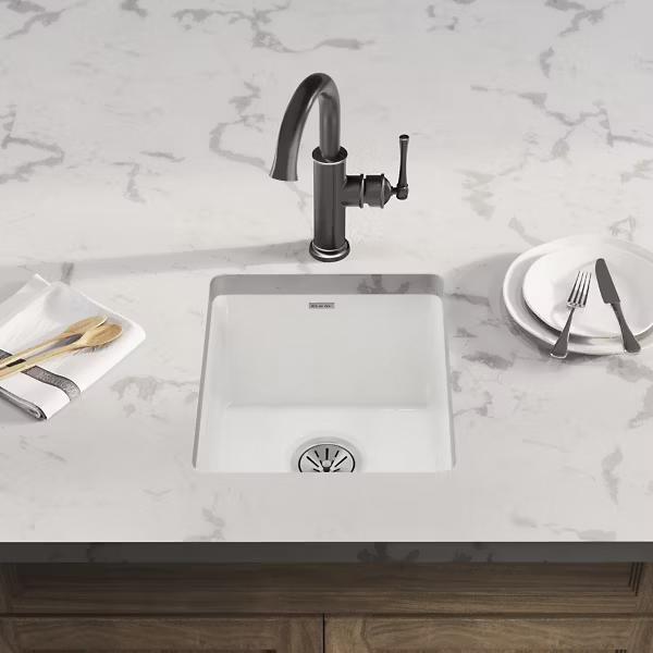 Elkay® Fireclay SWU1517WH Bar Sink, Fireclay, White, Import thumbnail 3