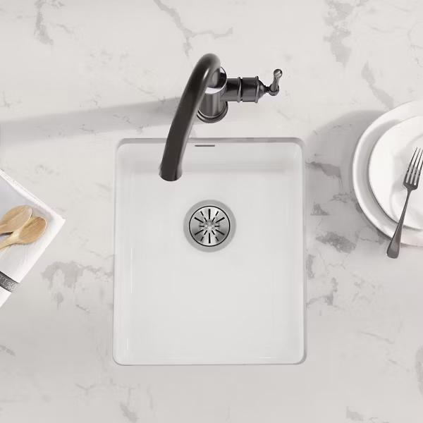 Elkay® Fireclay SWU1517WH Bar Sink, Fireclay, White, Import thumbnail 4