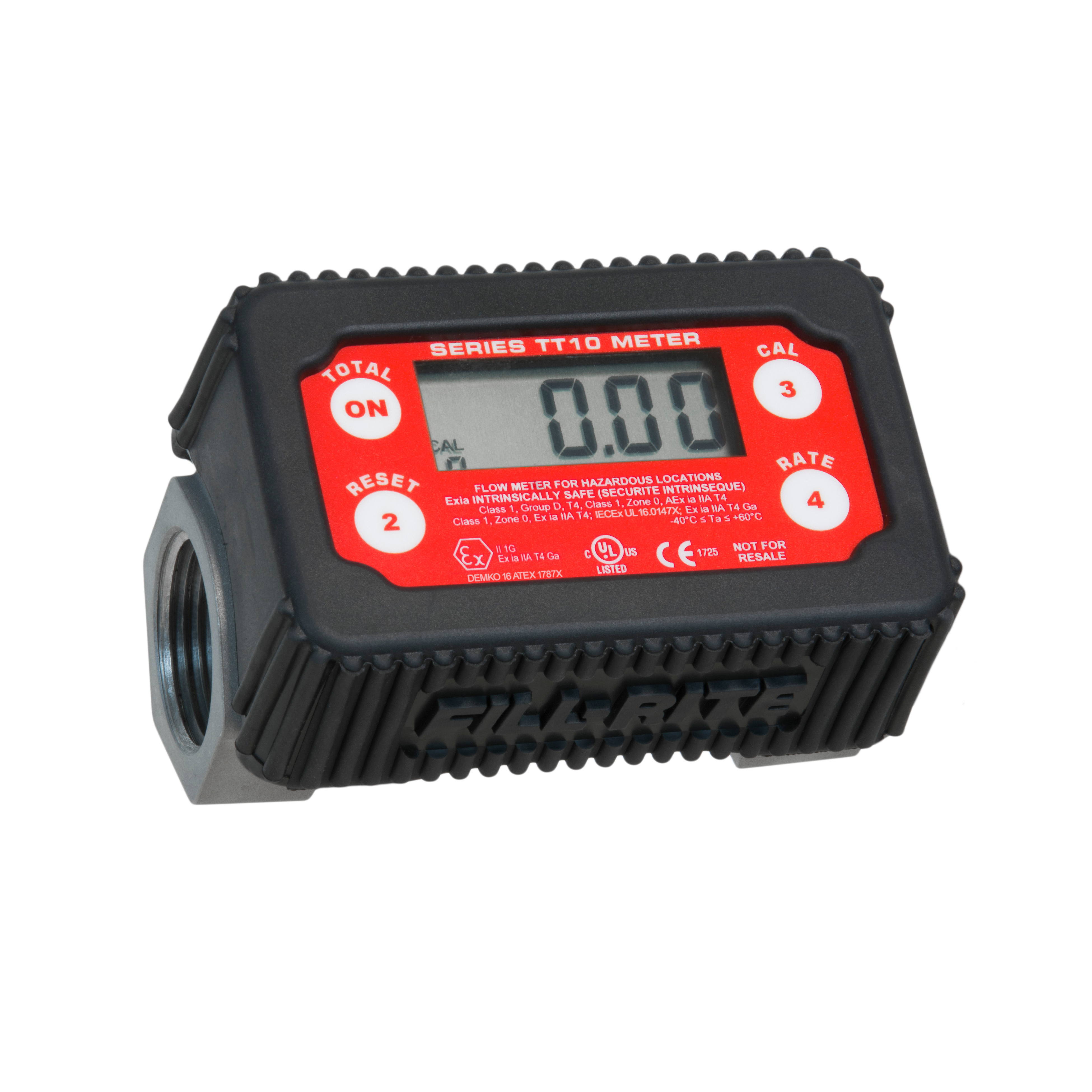 FILL-RITE® TT10AN In-Line Digital Turbine Fuel Meter, 1 in Connection, +/-1 % Accuracy, LCD Display, Aluminum Body