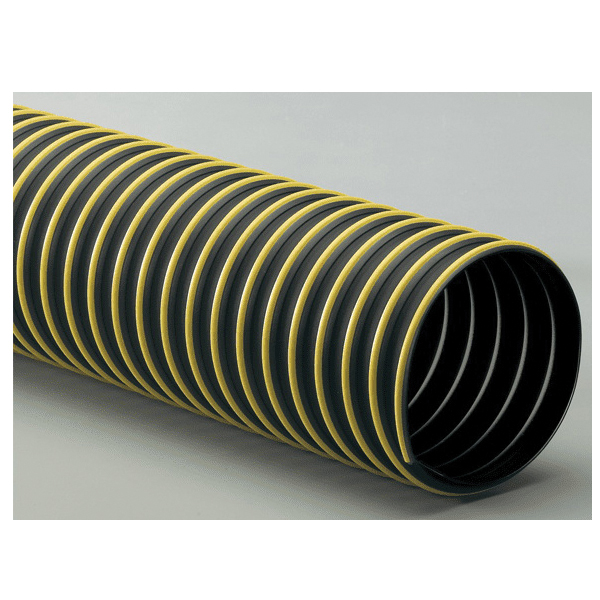 Medium weight thermoplastic rubber hose reinforced with a spring steel wire helix and external polypropylene wearstrip