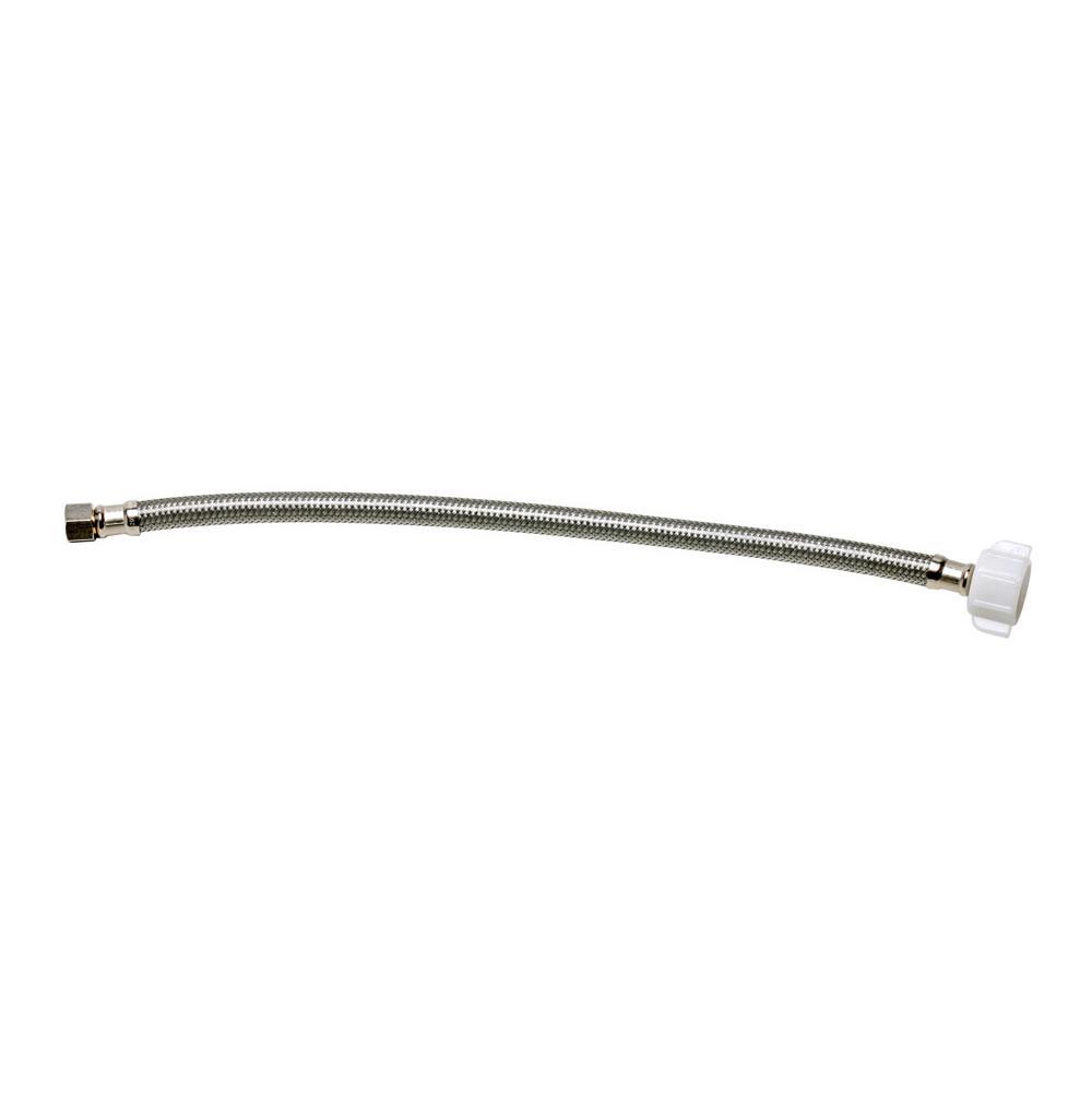 Fluidmaster® B1F16 Faucet Water Supply Connector, 3/8 x 1/2 in, Compression x FIP, 16 in L, Stainless Steel