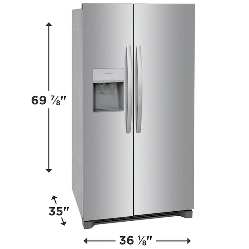 FRIGIDAIRE® FRSS2623AS Side-by-Side Refrigerator, 26 cu-ft Capacity, Reversible Door, Stainless Steel thumbnail 3