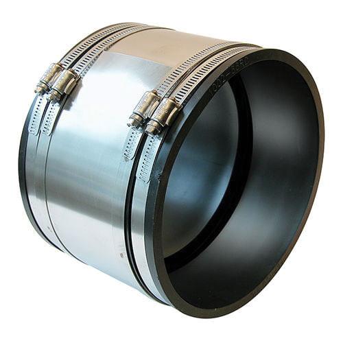 Fernco® 1002 Series 1002-44RC Coupling, 4 in, Clay x Cast Iron/Plastic/Copper/Steel/Lead, 4.3 psi, PVC