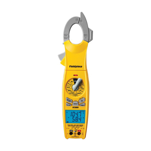 Fieldpiece SC680 Wireless Power Clamp Meter, 750 VAC, 1000 VDC, 50000000 Ohm, 1.2 in Jaw, Dual LCD Display