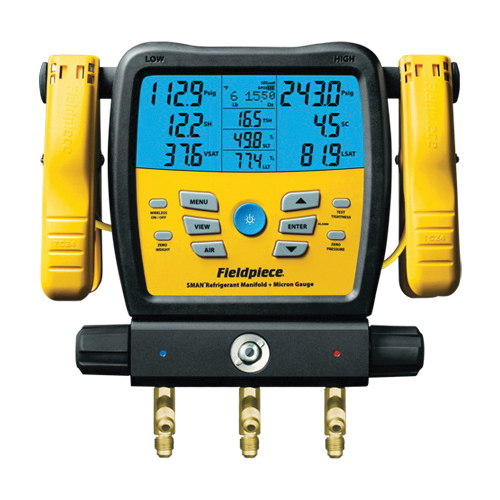 Fieldpiece SMAN™ SM380V Wireless Digital Manifold With Micron Gauge, For Use With: Refrigerants