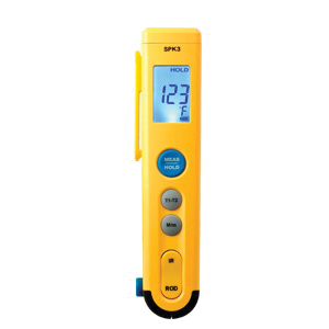 Fieldpiece SPK3 Folding ROD Pocket Thermometer, 32 to 104 deg F, +/-4 deg F IR Accuracy, Bright Backlight Display