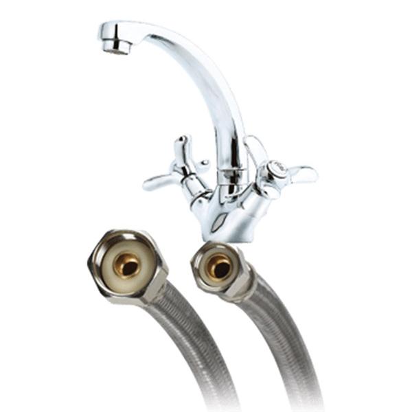 Fluidmaster® B1F16 Faucet Water Supply Connector, 3/8 x 1/2 in, Compression x FIP, 16 in L, Stainless Steel thumbnail 2