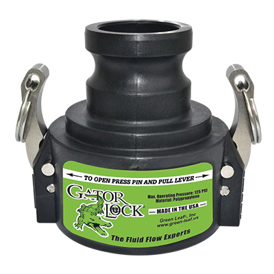 GATORLOCK® GLP300B200A Hose Coupling, 3 x 2 in Fitting, Female x Male Connection, 90 psi Pressure, Polypropylene