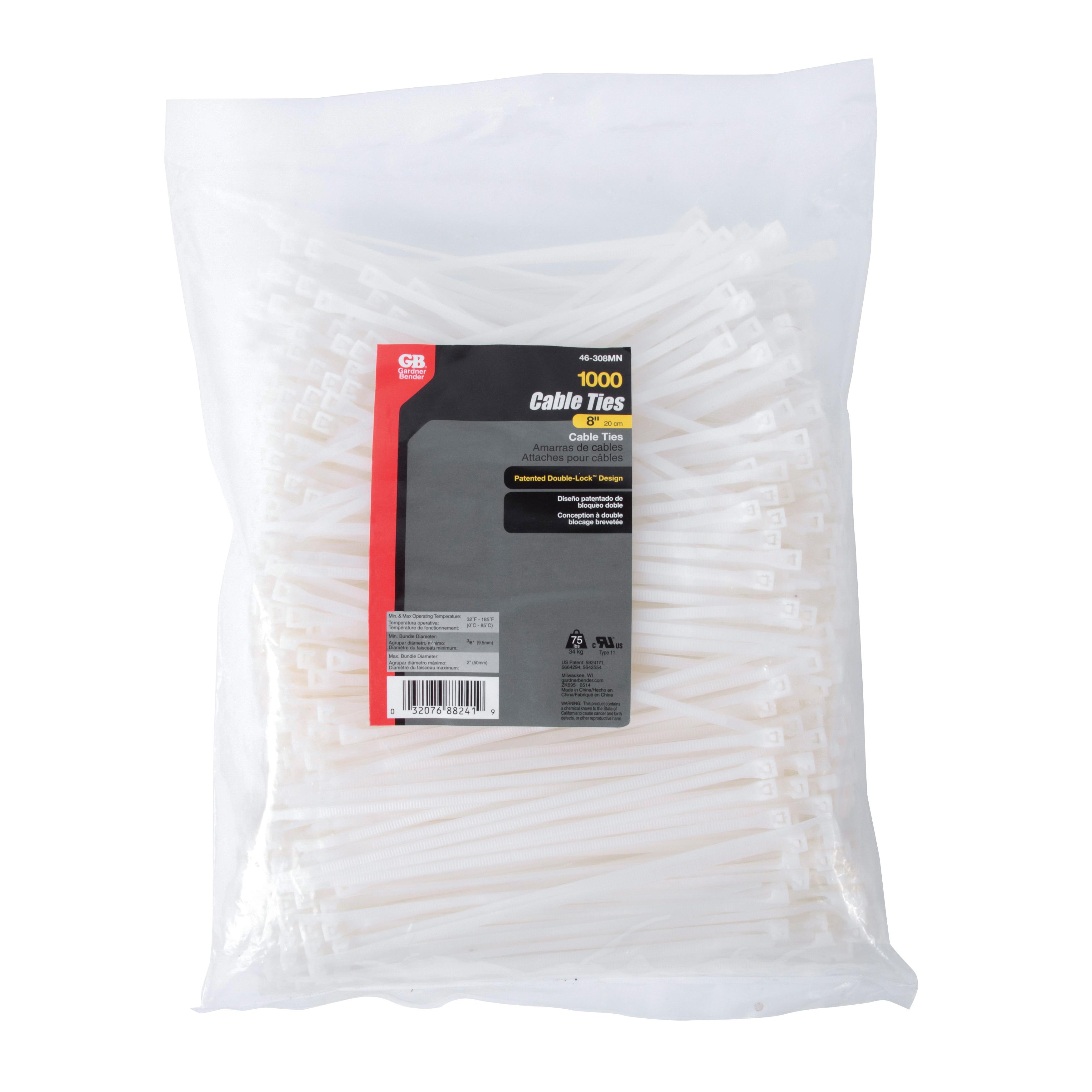 GB® 46-308 Cable Tie, 2 in Dia Bundle, 75 lb Tensile Strength, 8 in L, 0.17 in W, 0.055 in Thick, Nylon 6/6 thumbnail 2