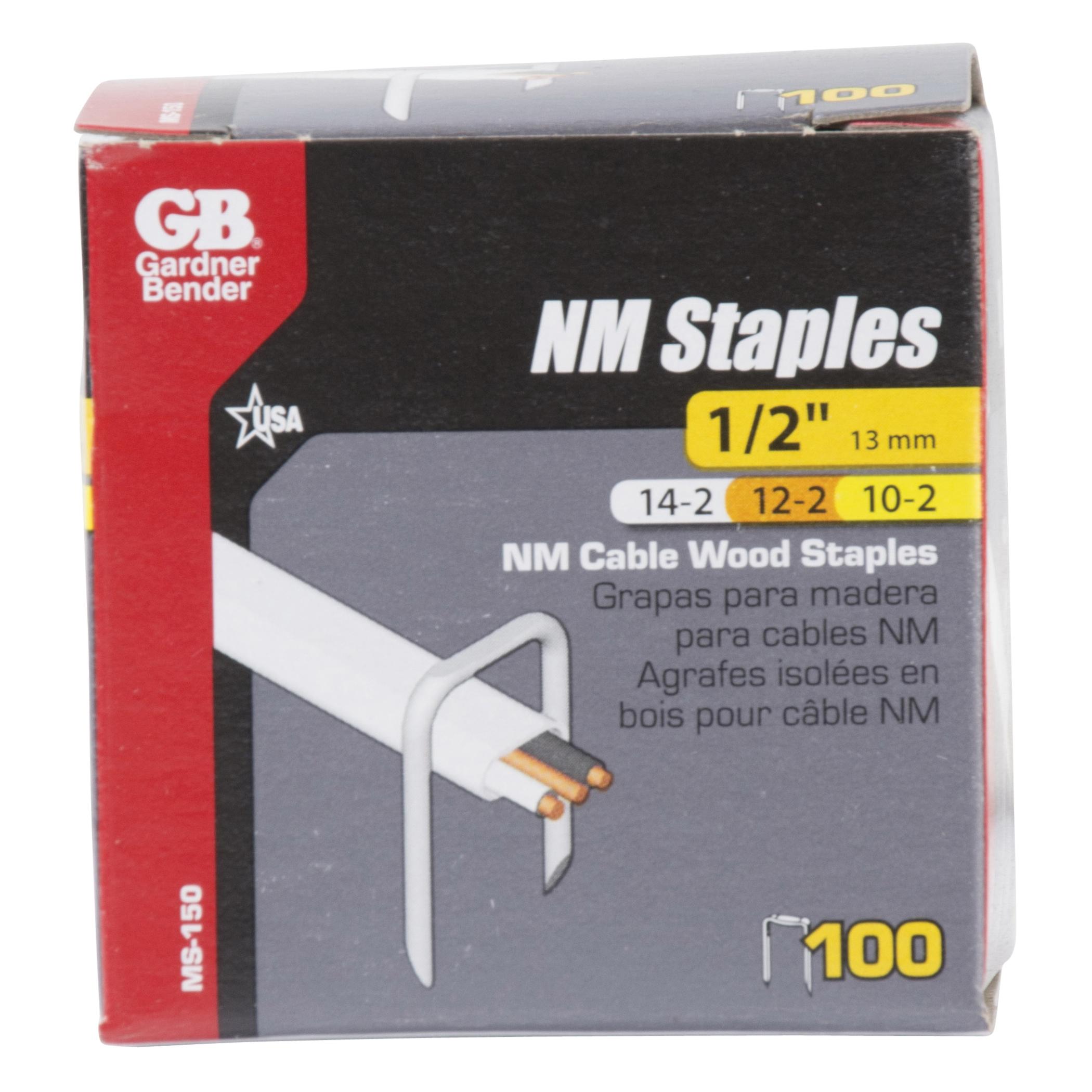 GB® MS-150 Recessed Head Sharp Tip Staple, 1/2 in W Crown, 1-1/4 in L Leg, Steel Staple, 14/2 AWG Max Cable Dia thumbnail 3