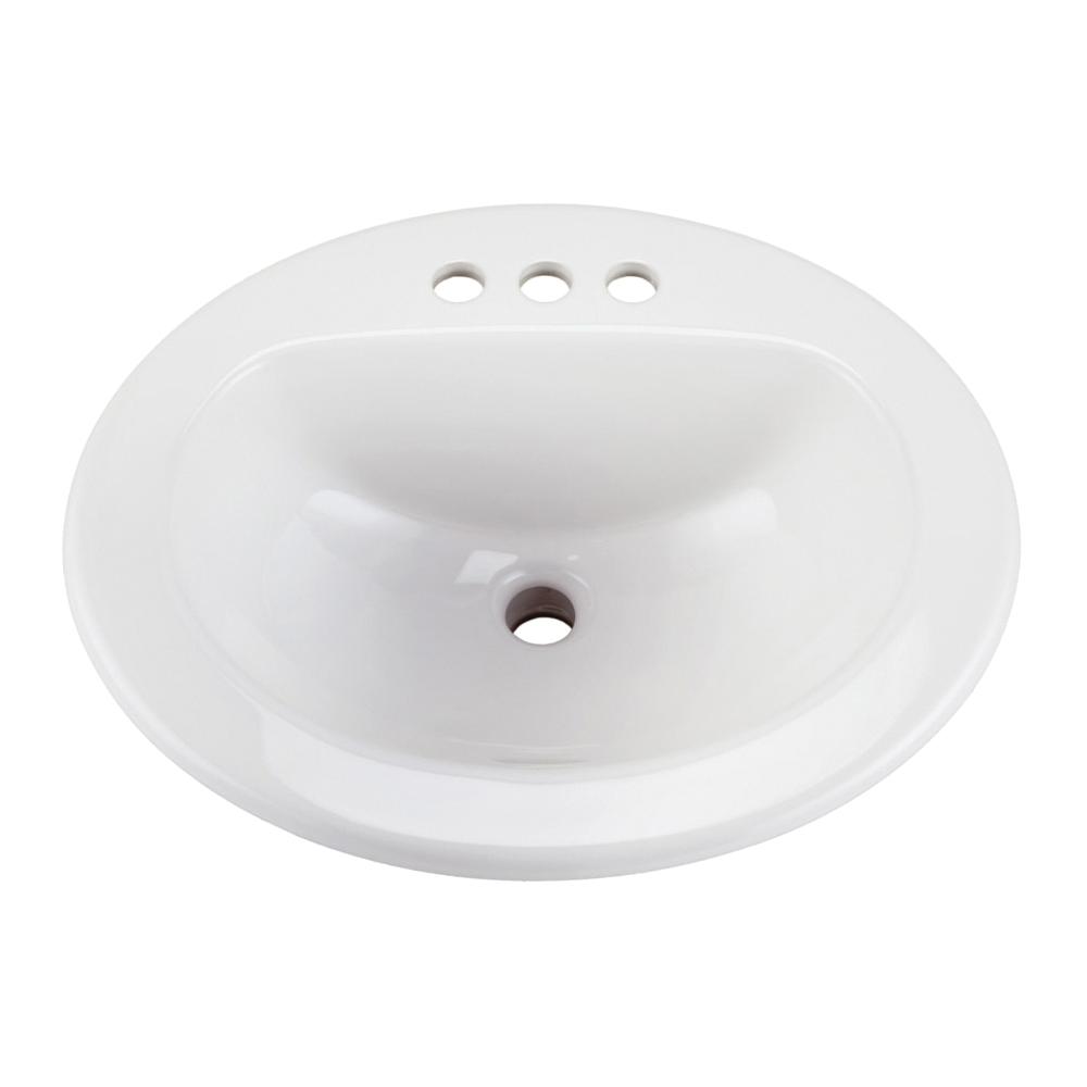 GERBER® Maxwell® G0012834CH Self-Rimming Bathroom Sink, Oval, 3-Hole, Vitreous China, White