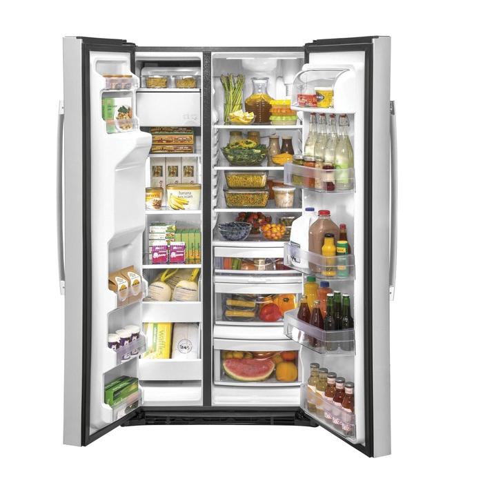 GE GSS25IYNFS Refrigerator, 25.1 cu-ft Capacity, Side-by-Side Door, Fingerprint-Resistant Stainless