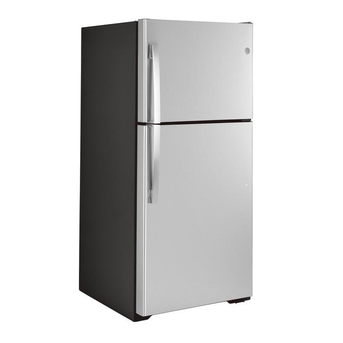 GE GTE19JSNRSS Top-Freezer Refrigerator, 19.2 cu-ft Capacity, Reversible Door, Stainless Steel