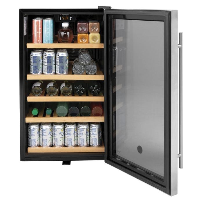 GE GVS04BQNSS Wine Center and Beverage Center, 4.1 cu-ft Capacity, Right Swing Door, Stainless with Black Case