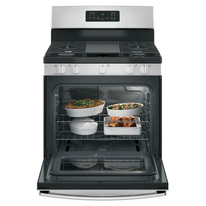 GE JGBS66REKSS Gas Range, 5-Burner, 120 V, 24 in Oven Interior Width, 19 in Oven Interior Depth