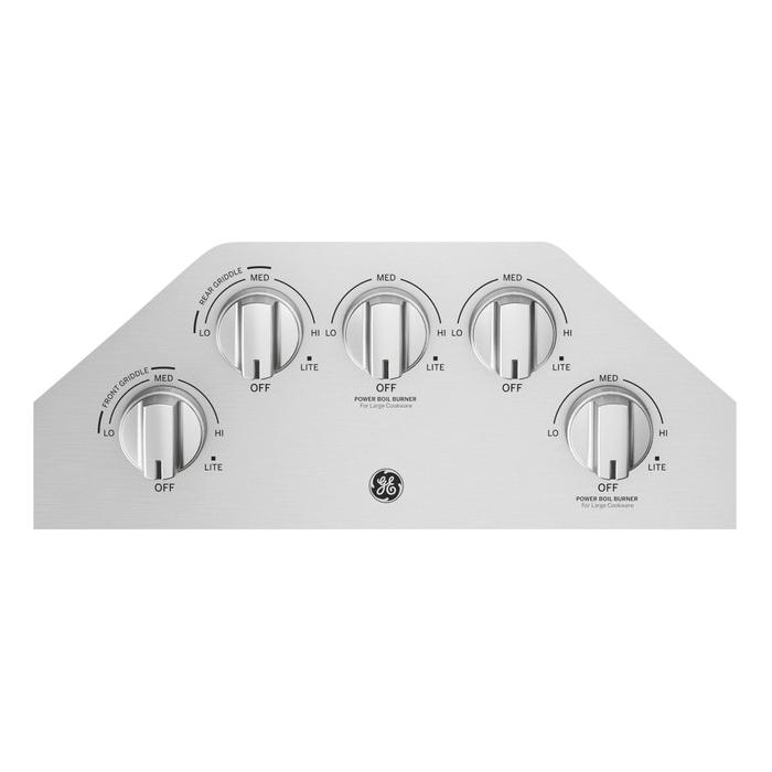 GE JGP5036SLSS Built-In Gas Cooktop With Dishwasher Safe Grates, 36 in OAW, 21 in OAD, 5-Burner, Knob Control thumbnail 4