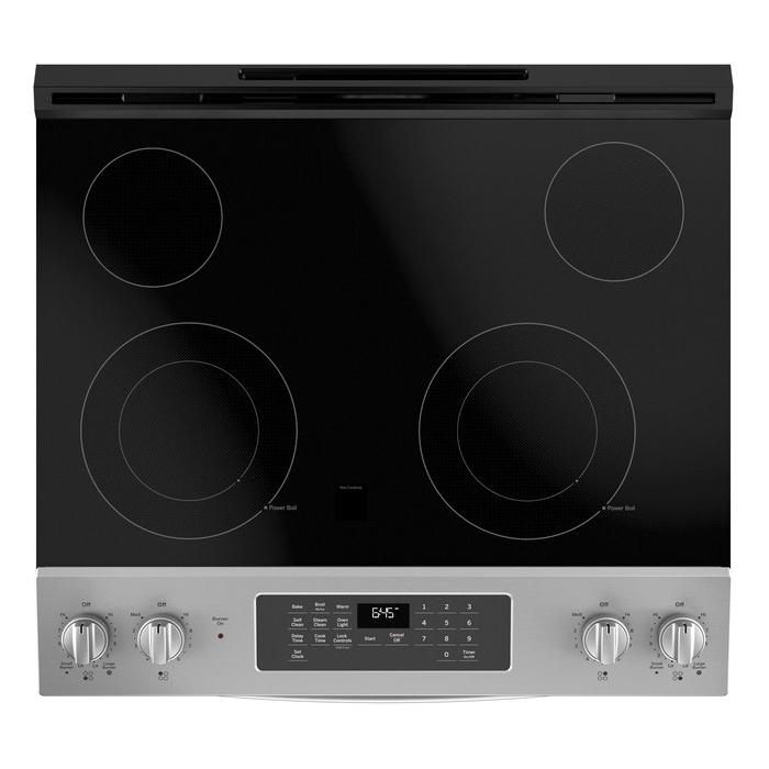 GE JS645SLSS Slide-In Electric Range, 4-Burner, 208/240 V, 24-1/8 in Oven Interior Width