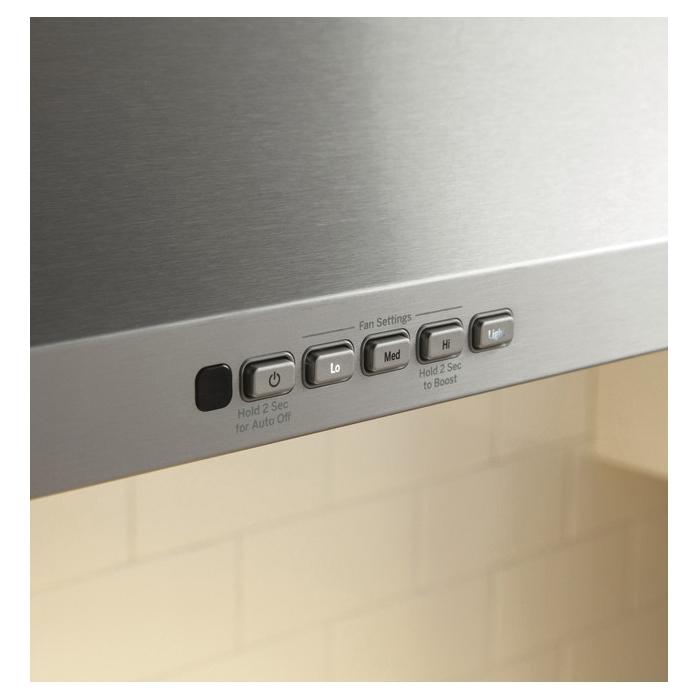 GE JVW5301SJSS Pyramid Chimney Hood, 30 in L, 18-1/2 in D, 1-Lamp, Halogen Light, Convertible Vent, Metal, 226 W thumbnail 3