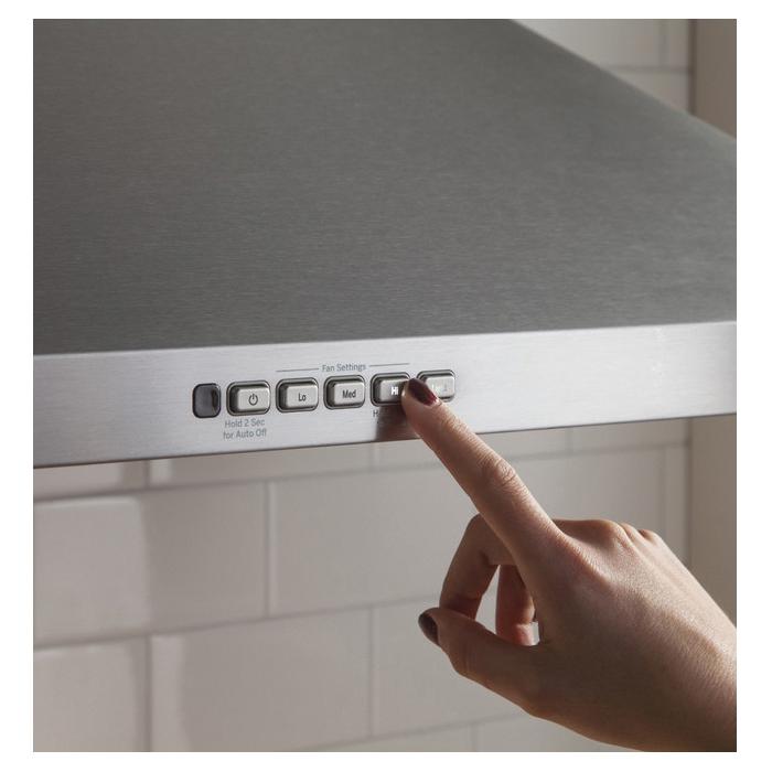 GE JVW5361SJSS Pyramid Chimney Hood, 36 in L, 18-1/2 in D, 1-Lamp, Halogen Light, Convertible Vent, Metal, 226 W thumbnail 3