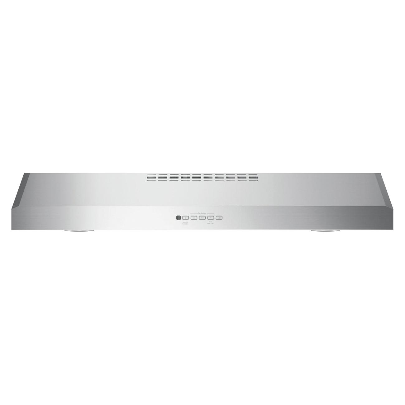 GE JVX5360SJSS Under The Cabinet Hood, 36 in L, 20 in D, 2-Lamp, Halogen Light, Convertible Vent, Metal, 188 W