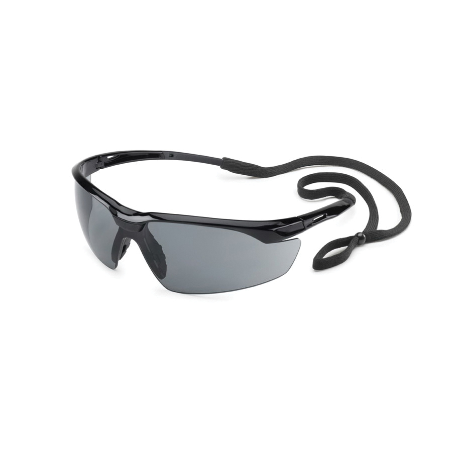 Gateway Safety® Conqueror® 28GB83 Safety Glasses, Gray Lens, Anti-Fog Lens, Wraparound Frame, Glossy Black Frame