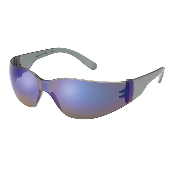 Gateway Safety® StarLite® 469M Safety Glasses, Unisex, Universal, Blue Mirror Lens, Scratch-Resistant Lens, Gray Frame