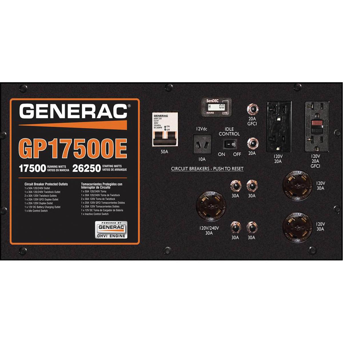 Generac® 5735 Portable Generator, 120/240 VAC, OHVI Engine Make, 16 L Fuel Tank, Electric Start thumbnail 2