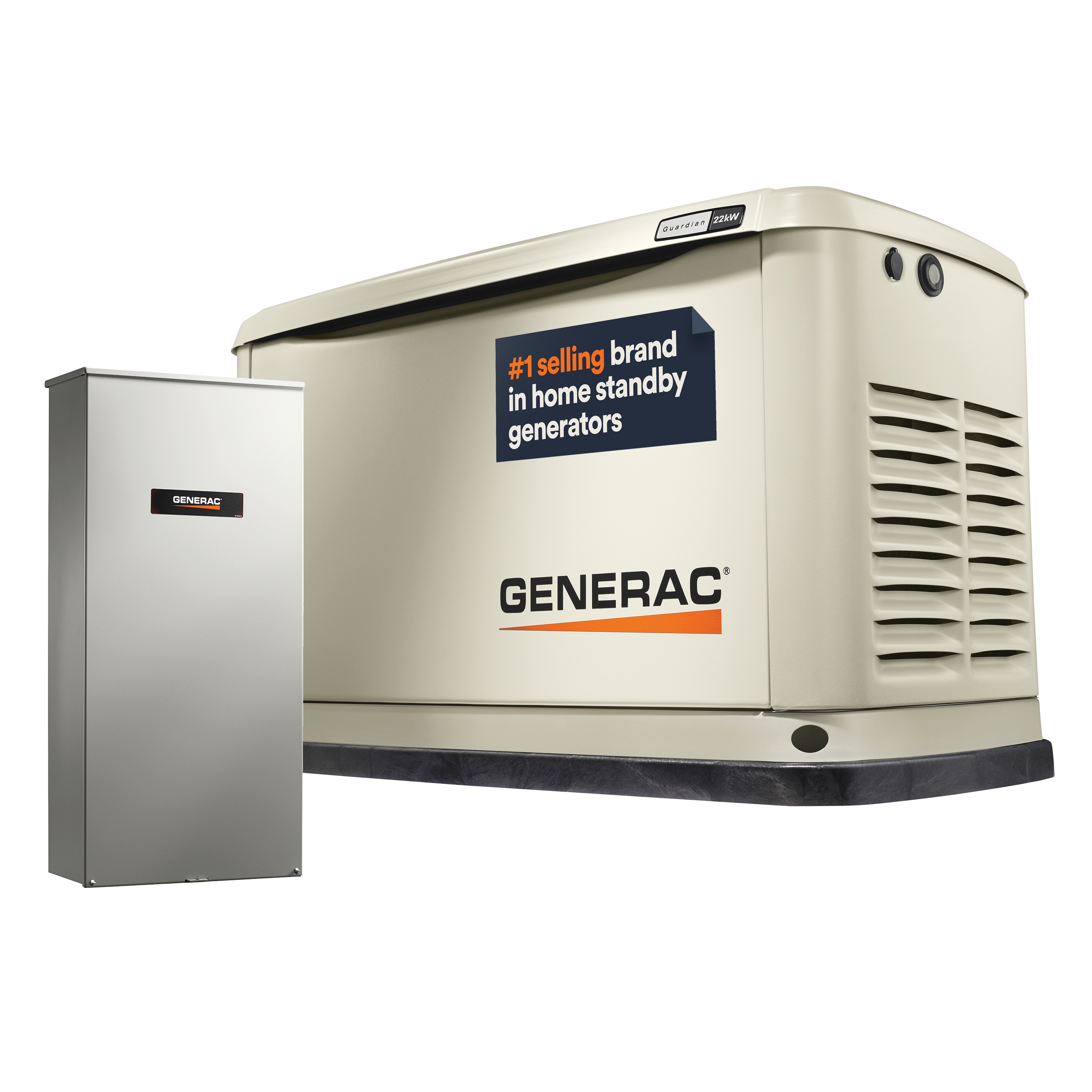 Generac&reg; Guardian&reg; Series 7043 Standby Generator, 240 V, 22 kW, 1 Power Factor, Aluminum