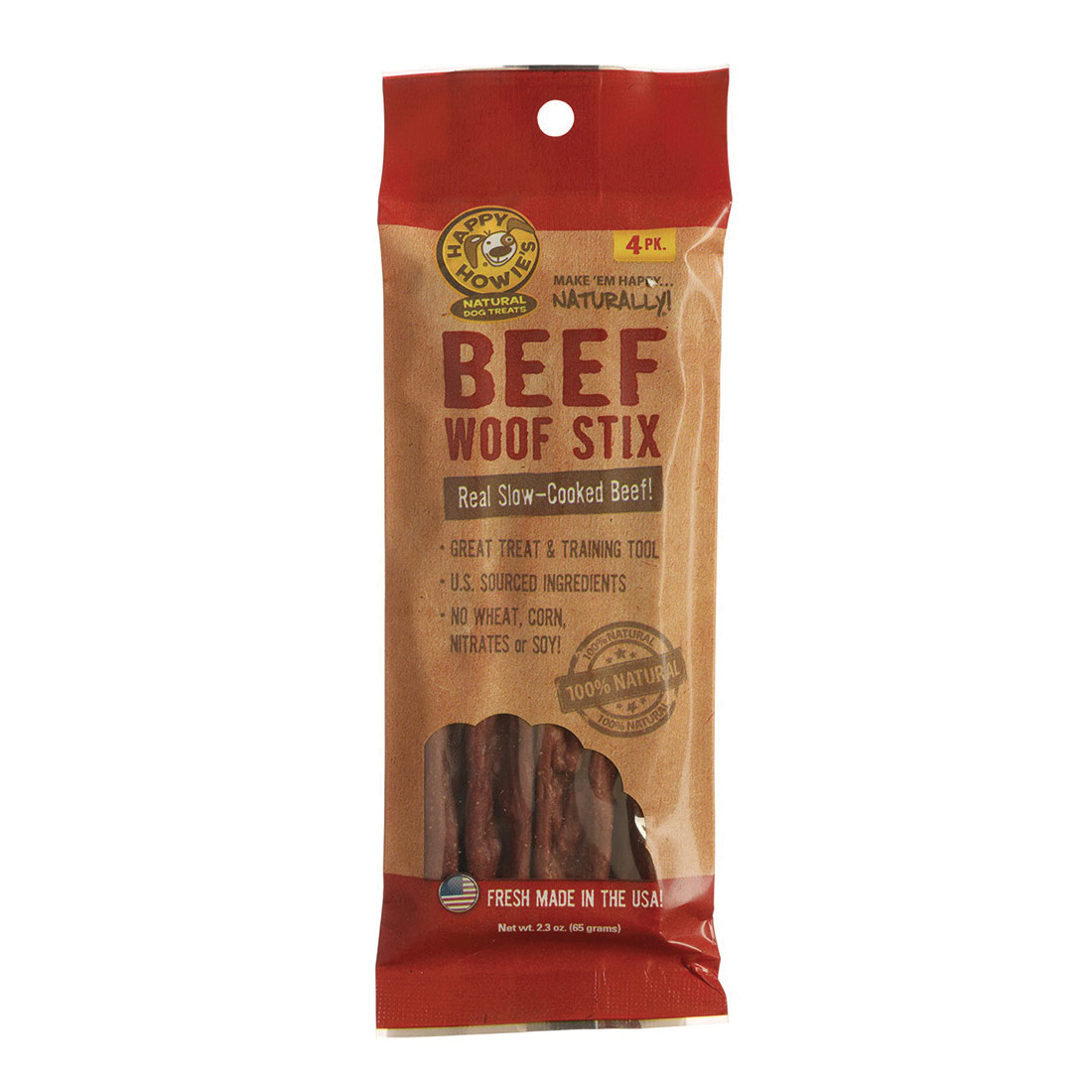 Happy Howie s Woof Stix 12143 Dog Treat Stick Beef