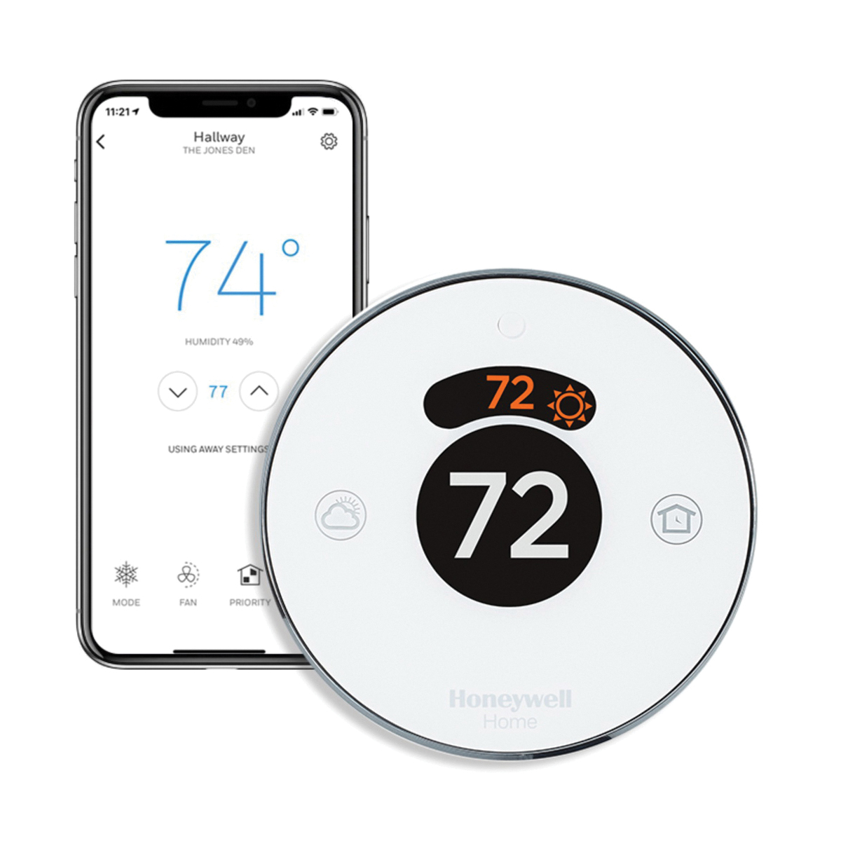 Honeywell Home The Round® TH8732WFH5002/U Smart Thermostat, 18 to 30 VAC, Round Display, Geofencing Programmability