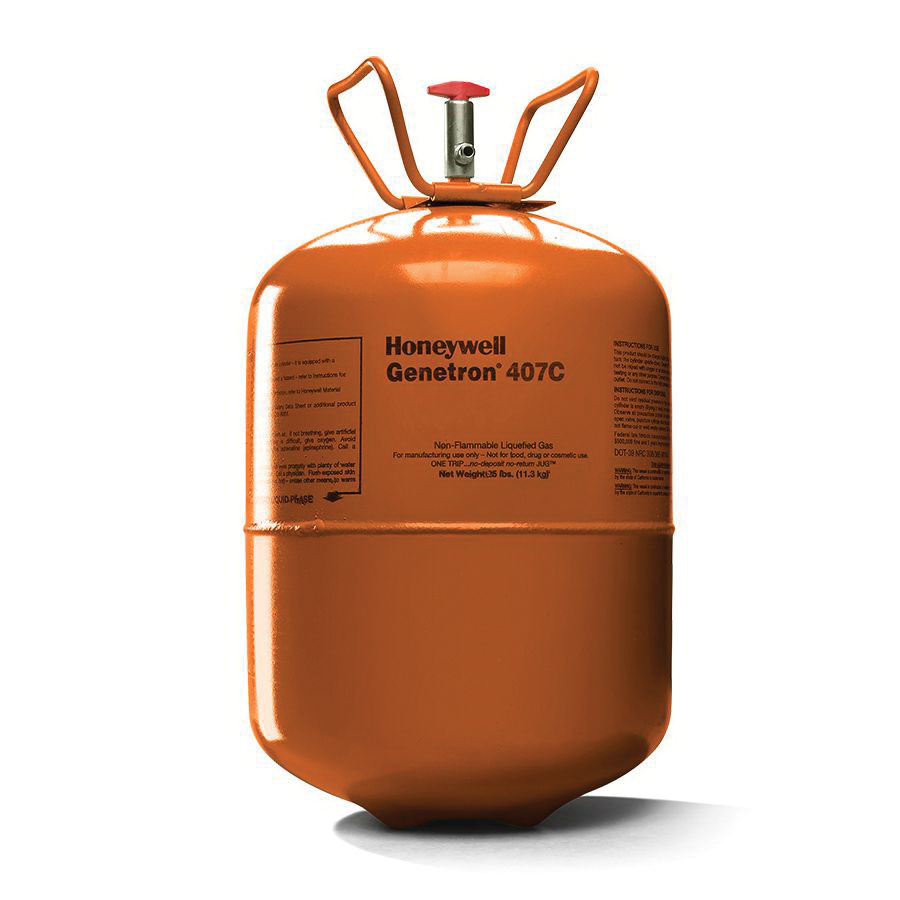 Genetron® R-407C-25 Refrigerant, 25 lb Capacity, Cylinder, Clear, Liquefied Gas