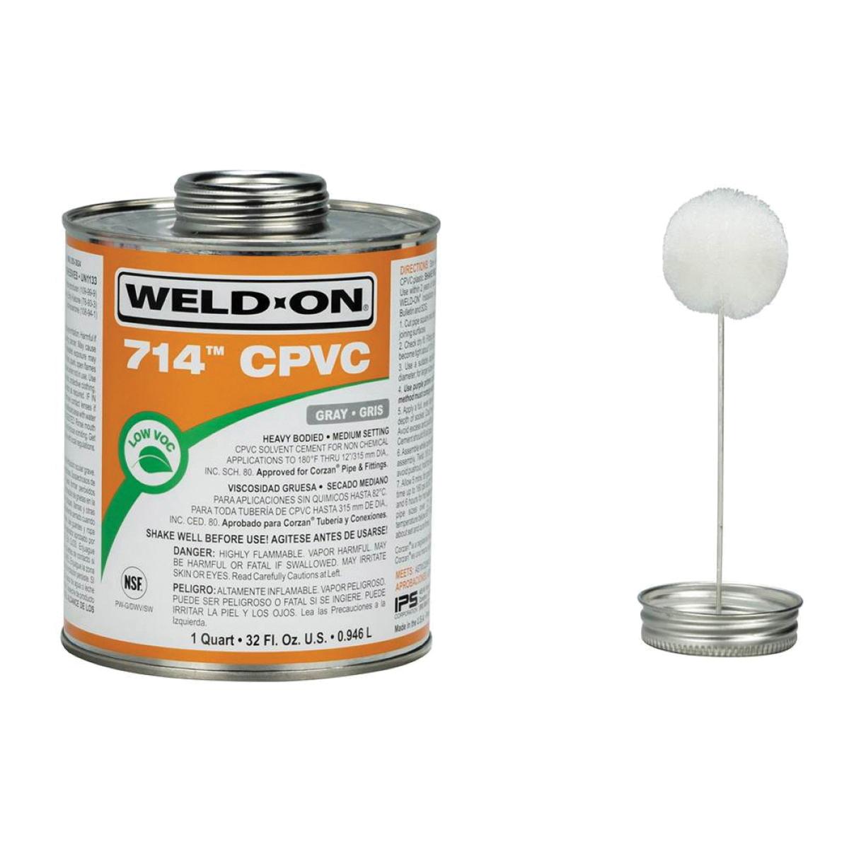IPS® 10131 Solvent Cement With Applicator Cap, 1 qt, Can, Liquid, Gray/Orange, Ketone thumbnail 3